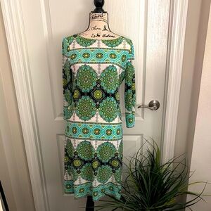 Elegant Green Patterned Dress. NWOT